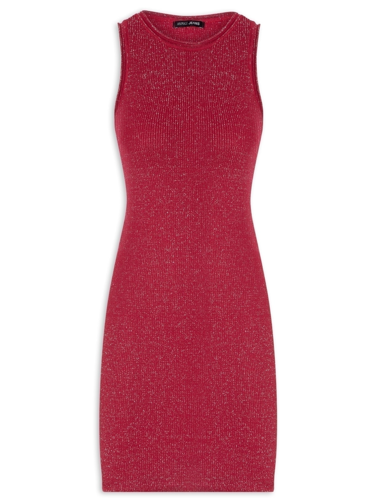Vestido Tricot Regata Lurex - Vermelho