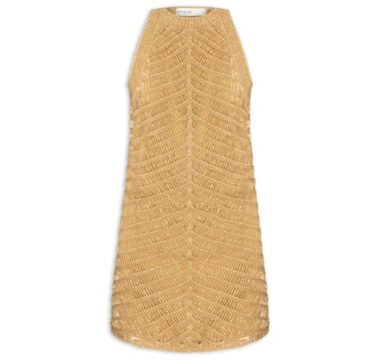 Vestido Tricot Resort Curto - Dourado