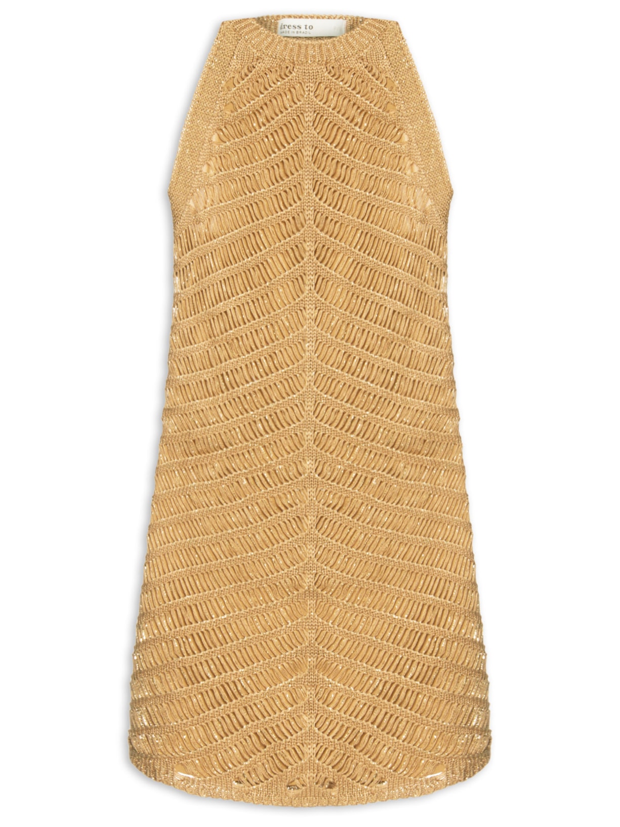 Vestido Tricot Resort Curto - Dourado