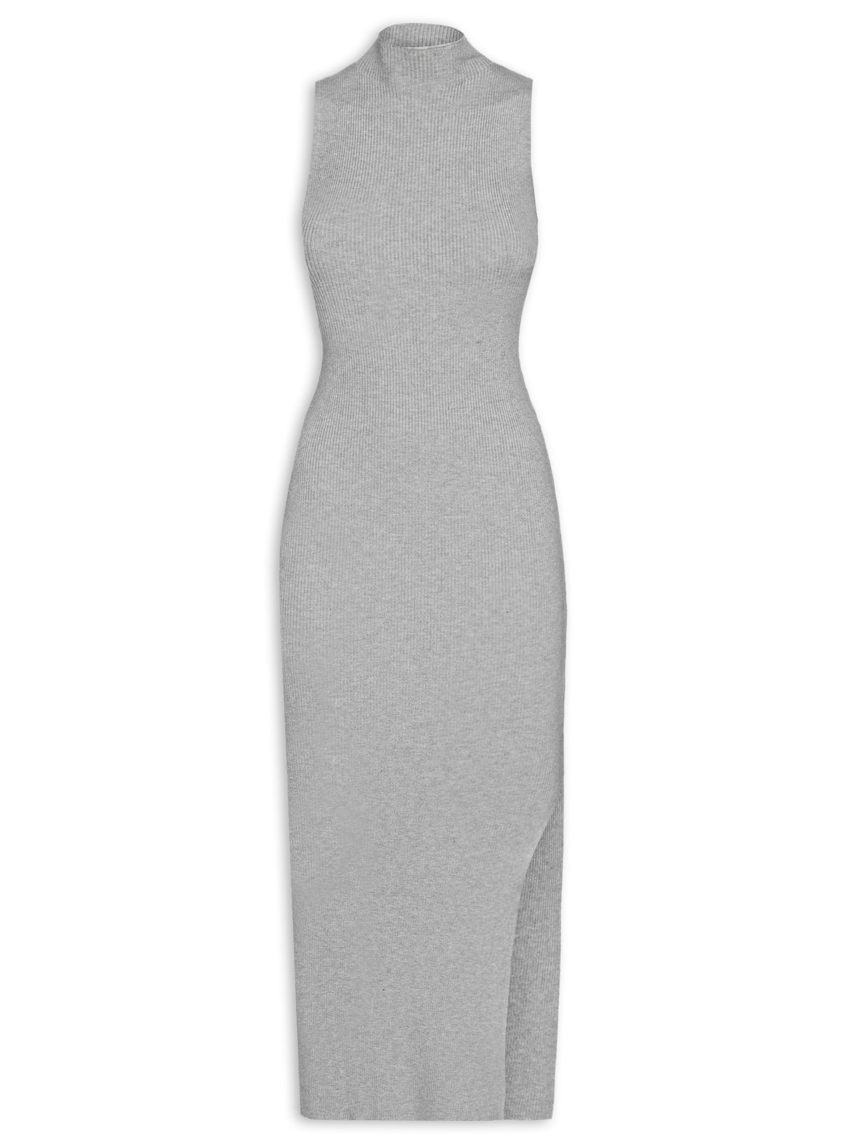Vestido Tricot Sem Manga - Cinza