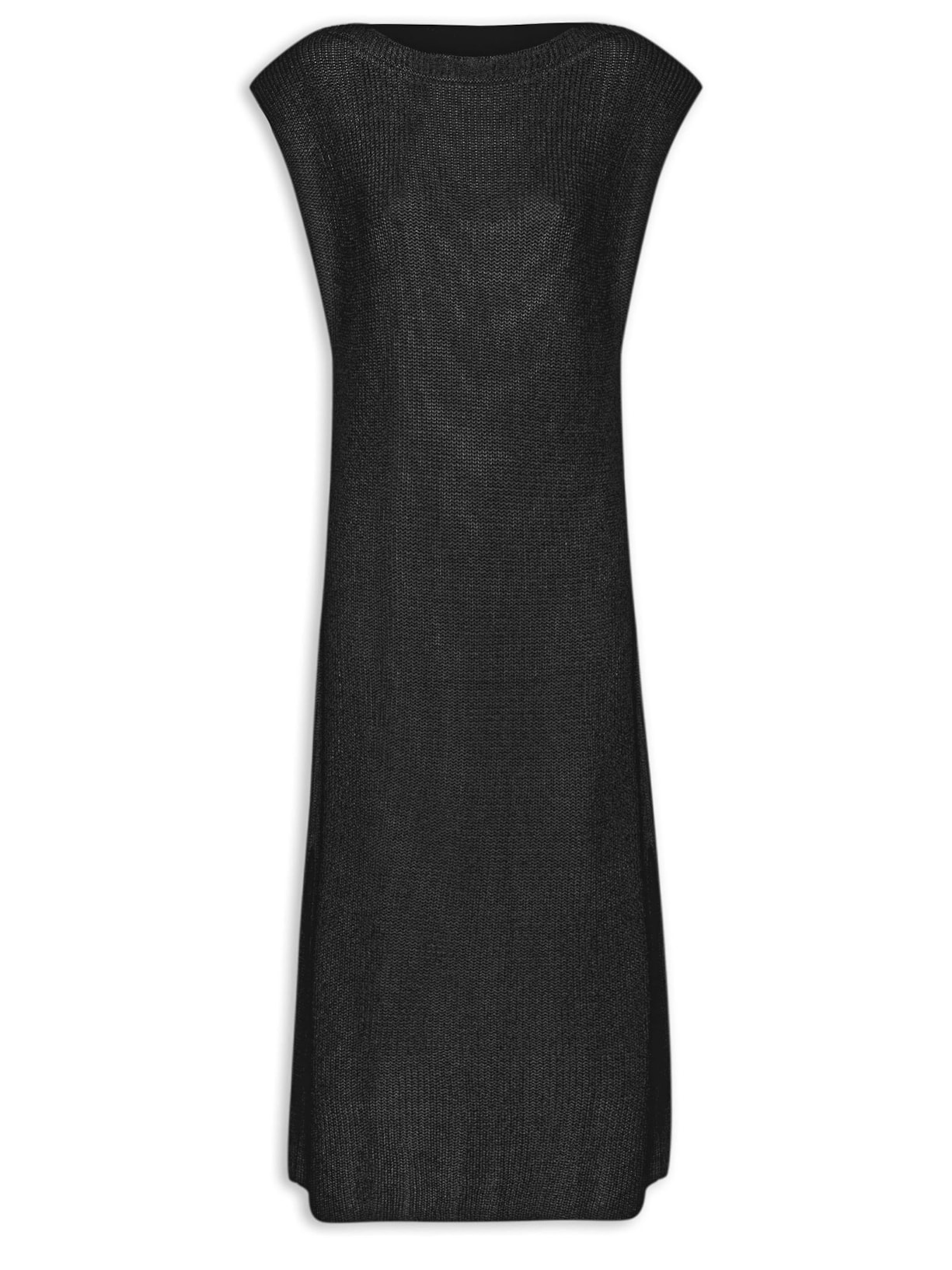 Vestido Tricot Sem Manga - Preto