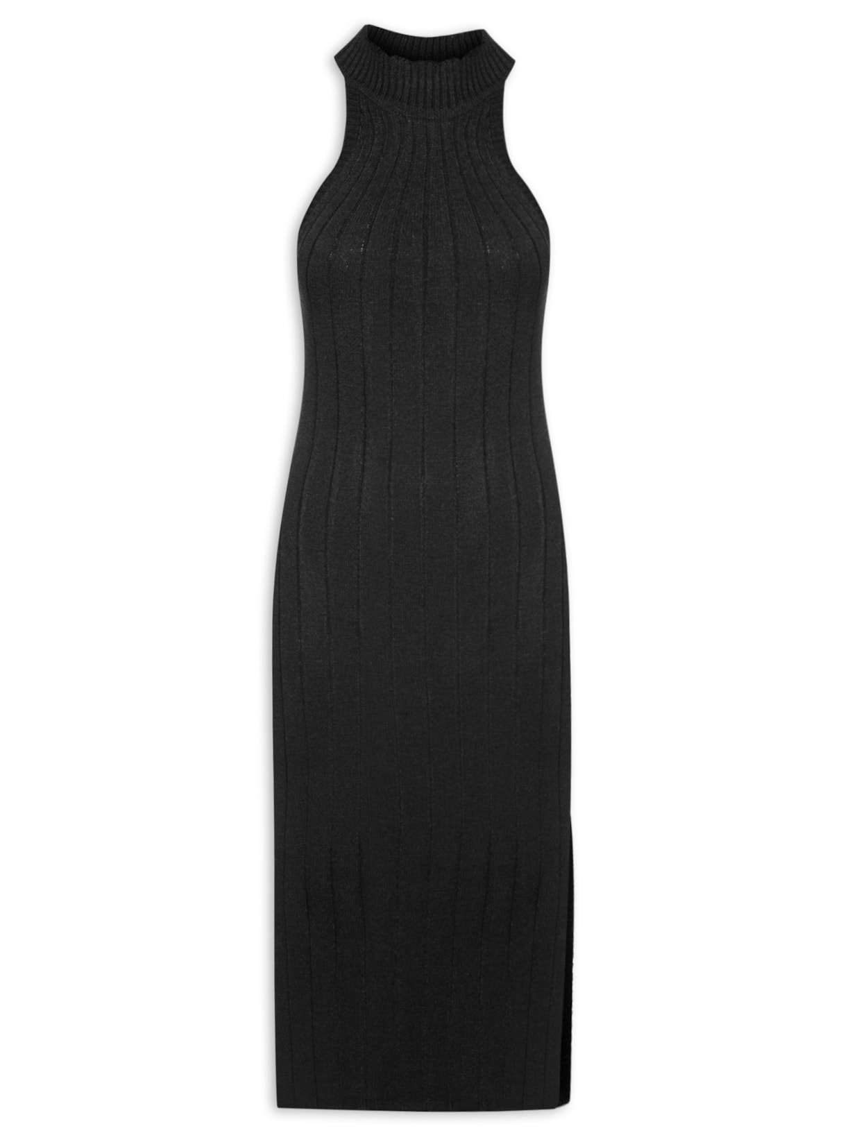 Vestido Tricot Sem Manga - Preto