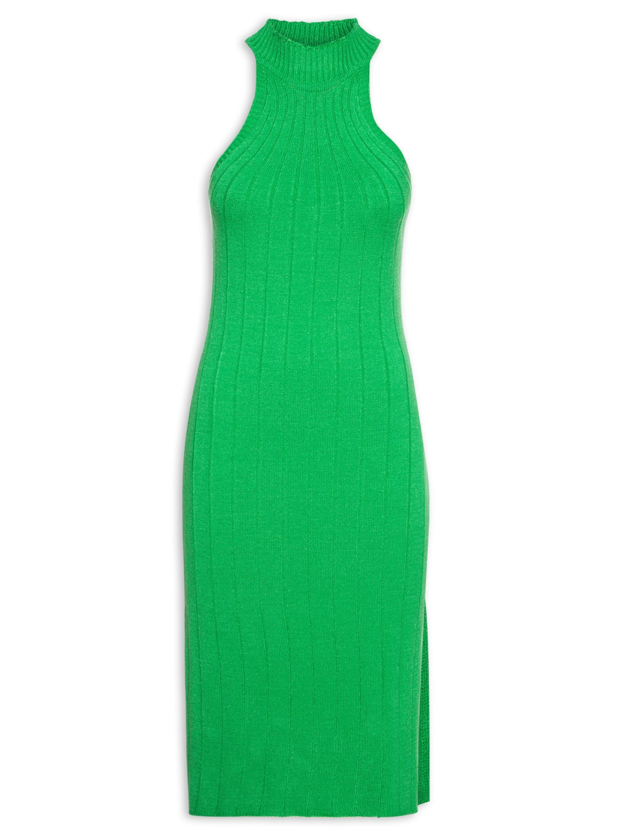 Vestido Tricot Sem Manga - Verde