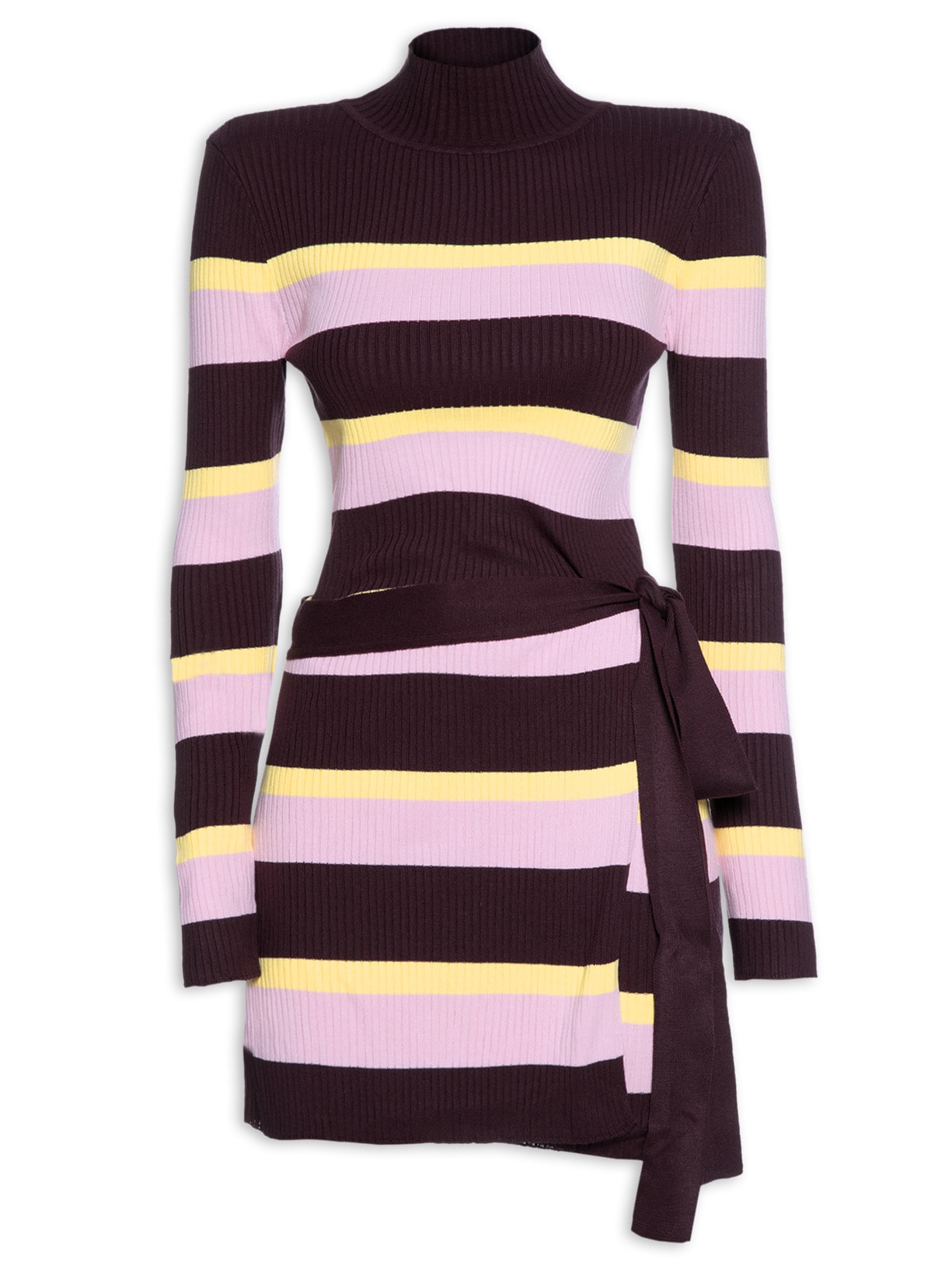 Vestido Tricot Sobre Saia - Roxo