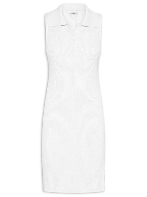 Vestido Tricot Texturizado Gola Esporte - Branco