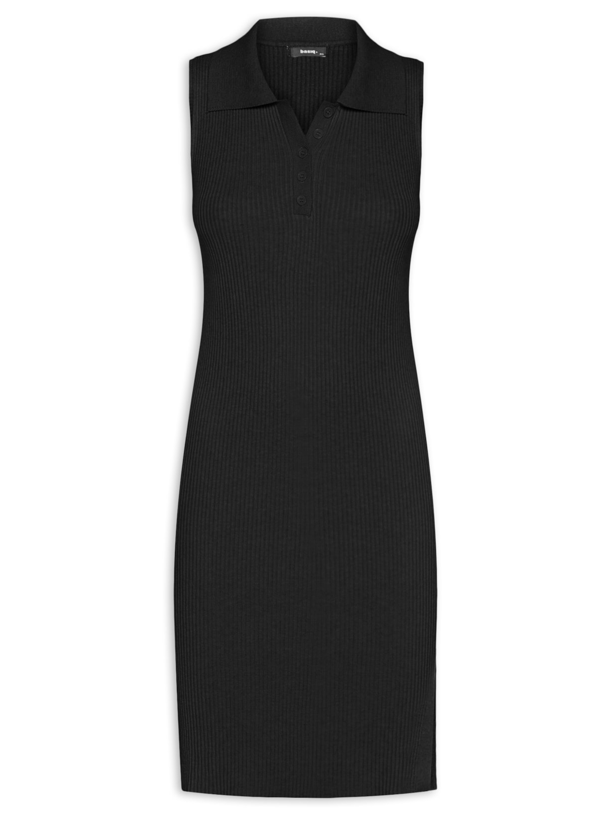 Vestido Tricot Texturizado Midi Gola Esporte - Preto