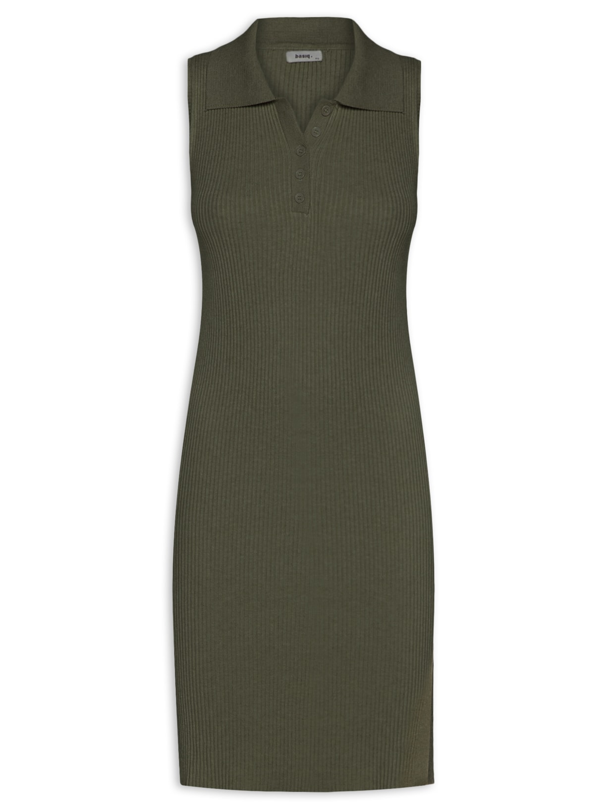 Vestido Tricot Texturizado Mini Gola Esporte - Verde