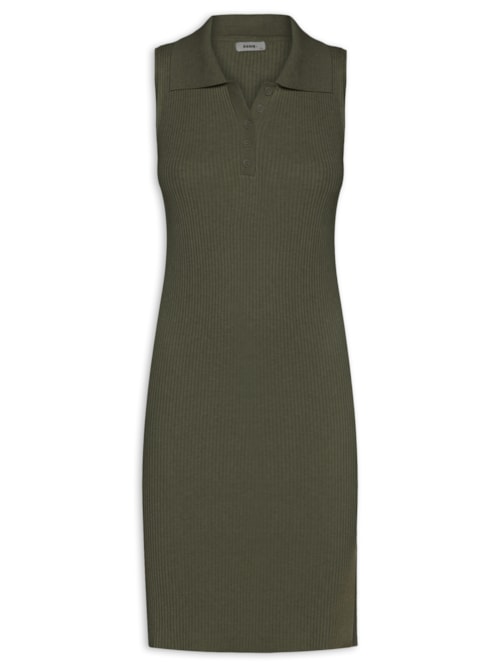 Vestido Tricot Texturizado Mini Gola Esporte - Verde