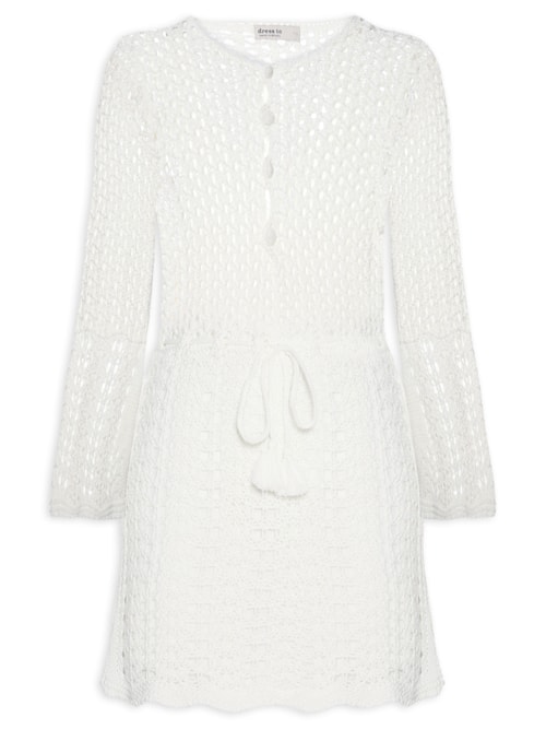 Vestido Tricot Vintage Botões - Off White