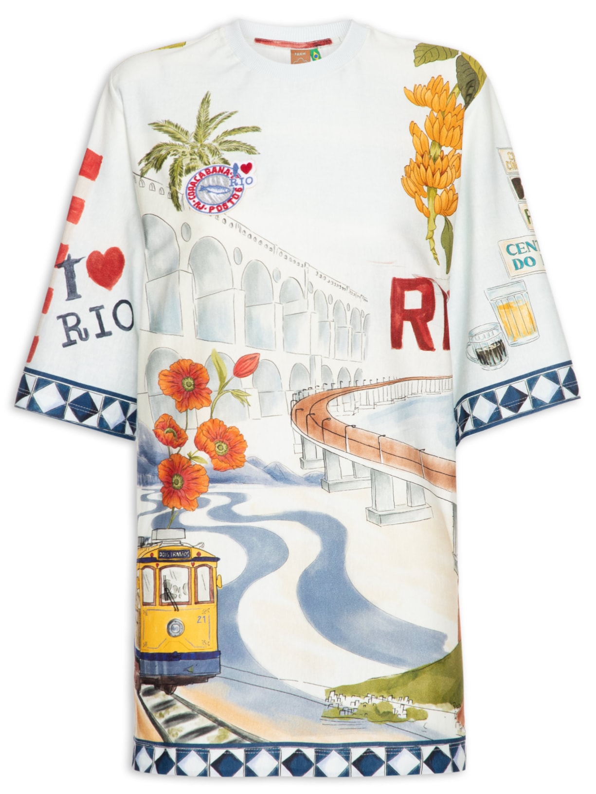 Vestido Tshirt Big Encanto Do Rio Off White Farm