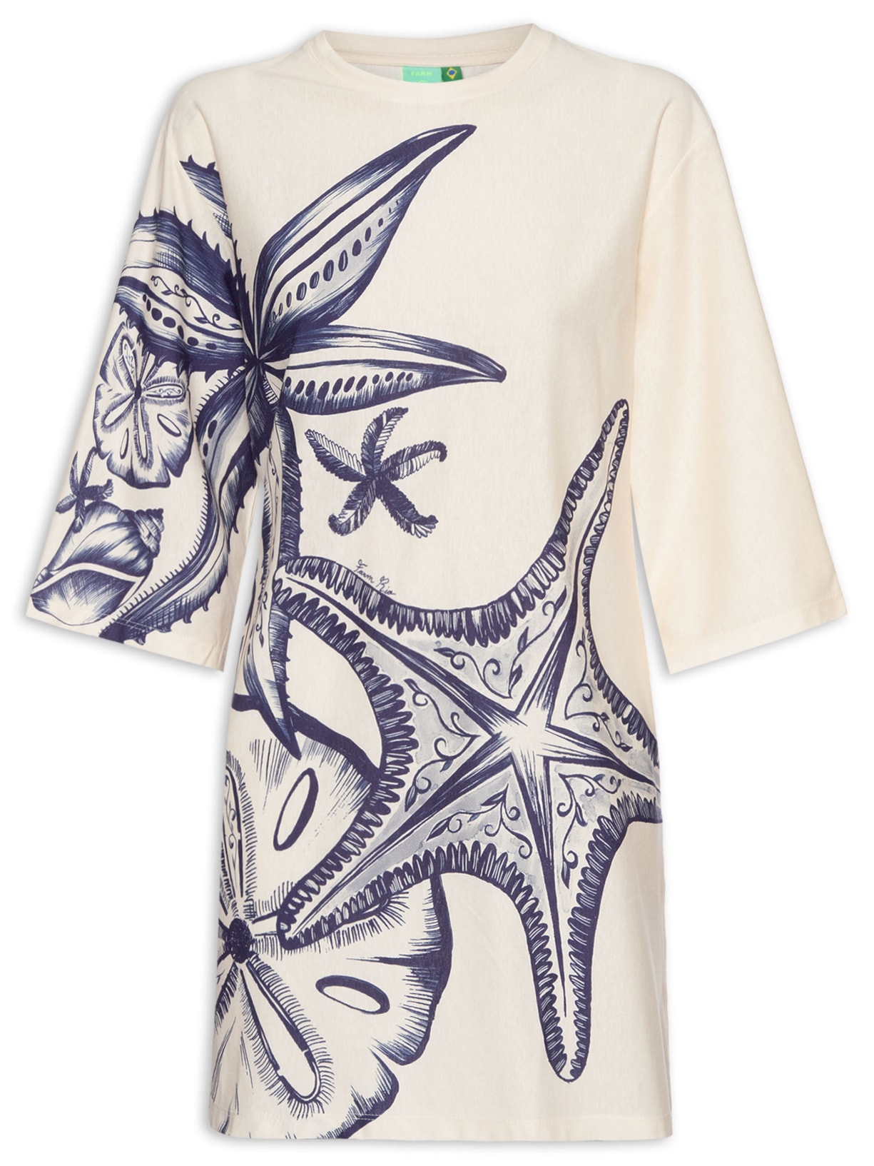 Vestido Tshirt Big Mar De Estrelas - Bege