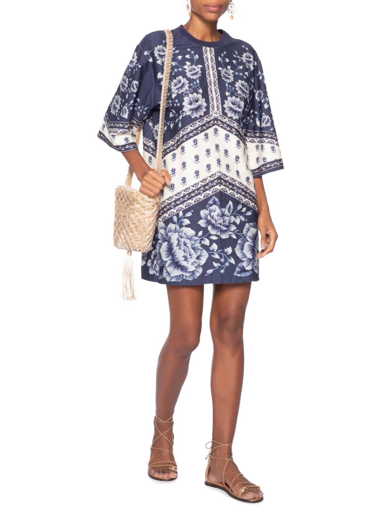 Vestido TShirt Big Nara Azul Farm