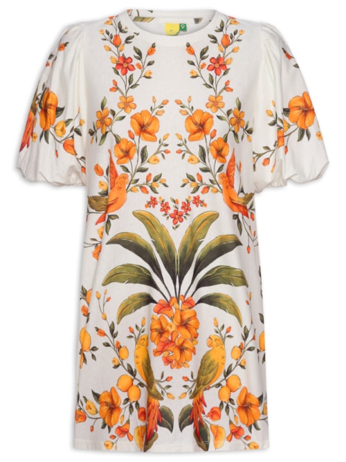Vestido Tshirt Fofa Bosque Chic - Branco