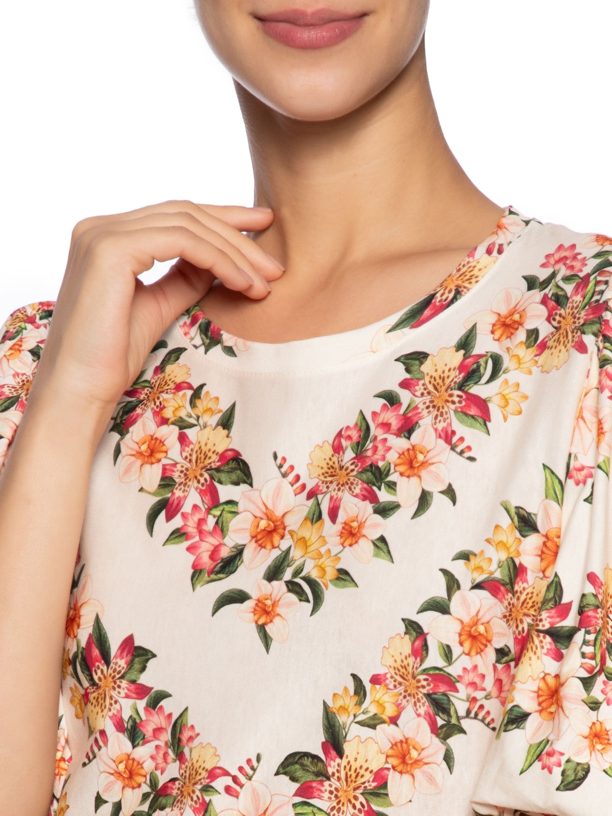 Vestido Tshirt Fofa Floral Mali Off White Farm