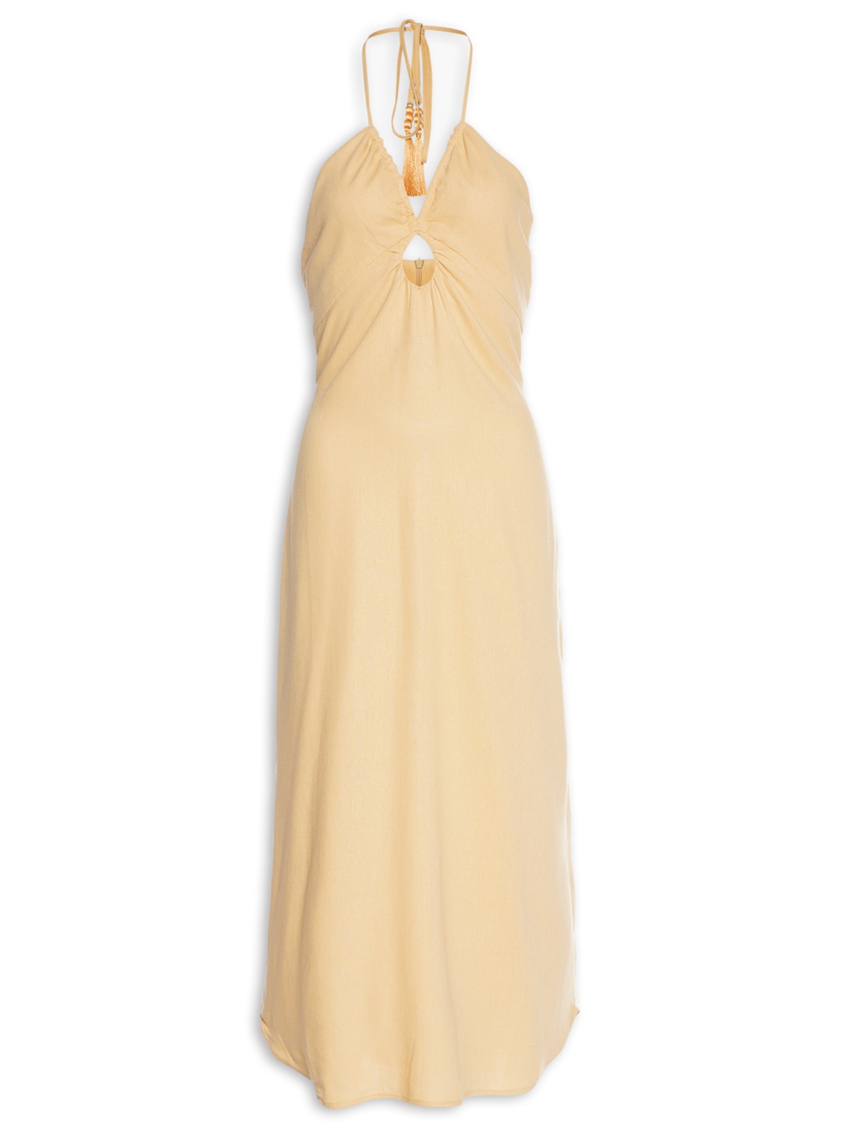 Vestido Tubindo Detalhe Busto - Bege