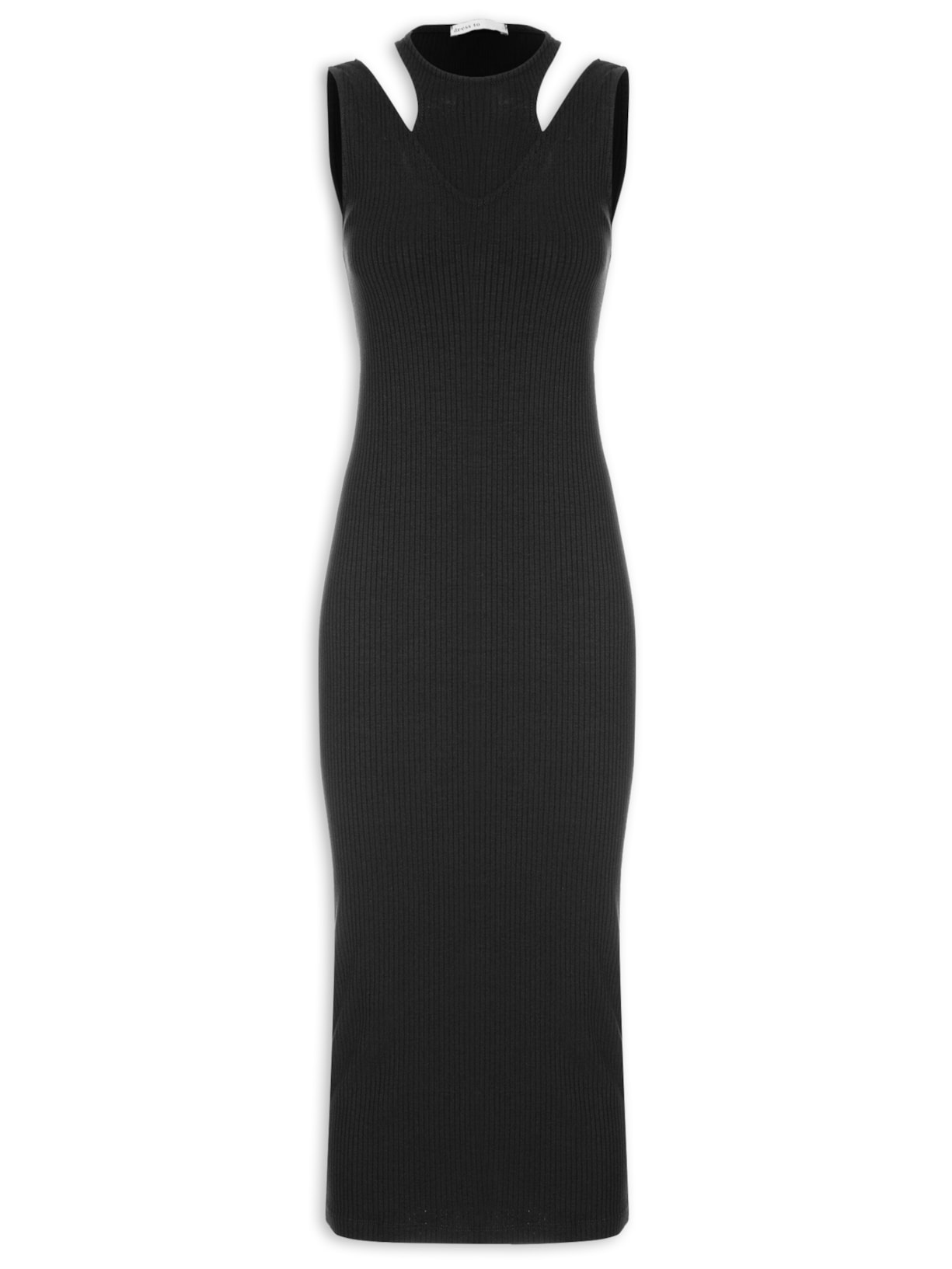 Vestido Tubinho Canelado - Preto