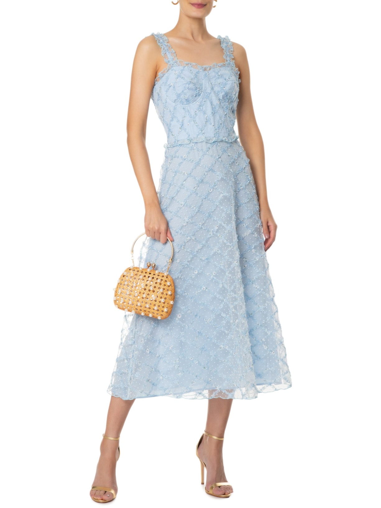 Vestido Tule Breath Azul Mixed