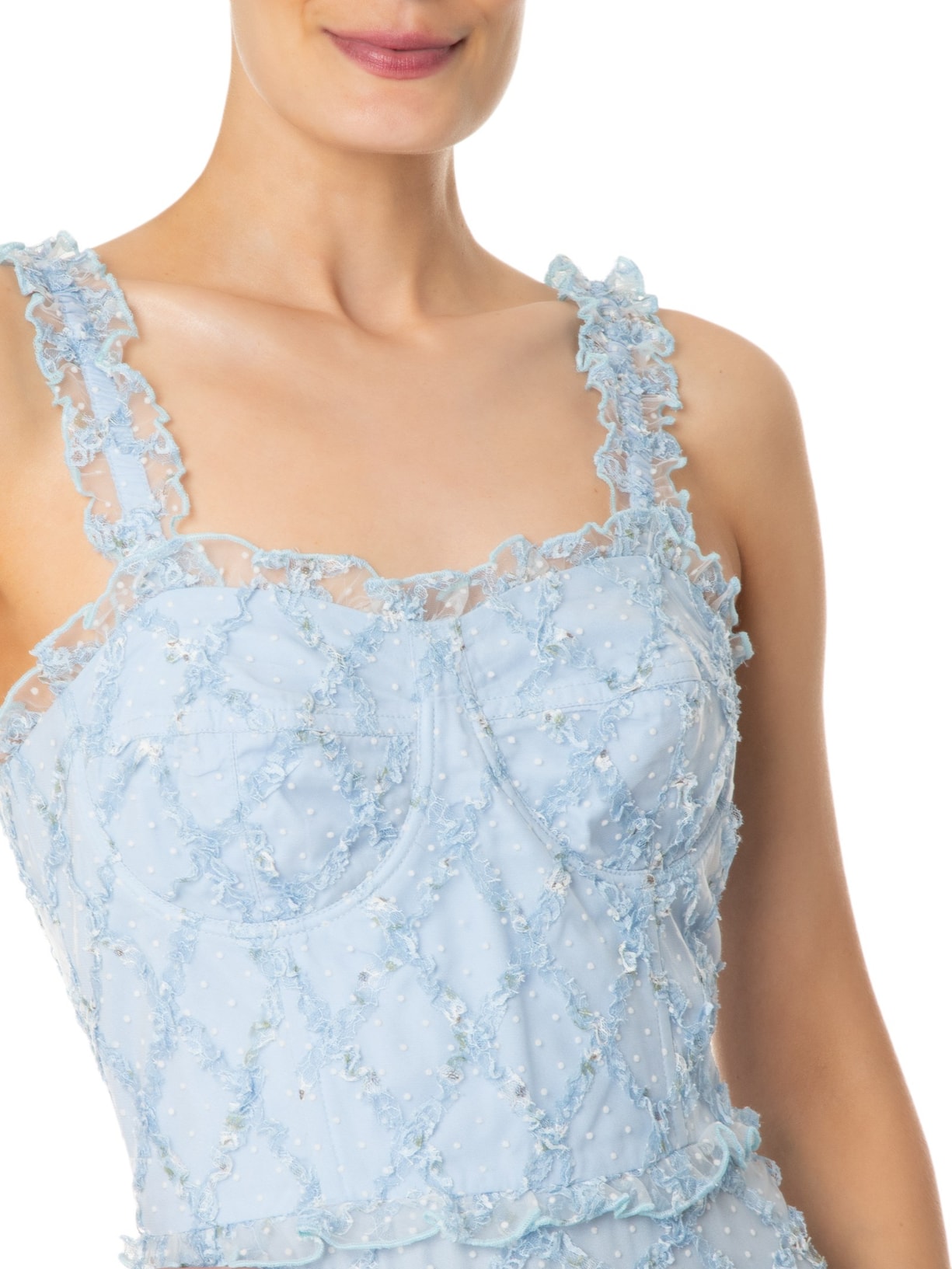 Vestido Tule Breath Azul Mixed