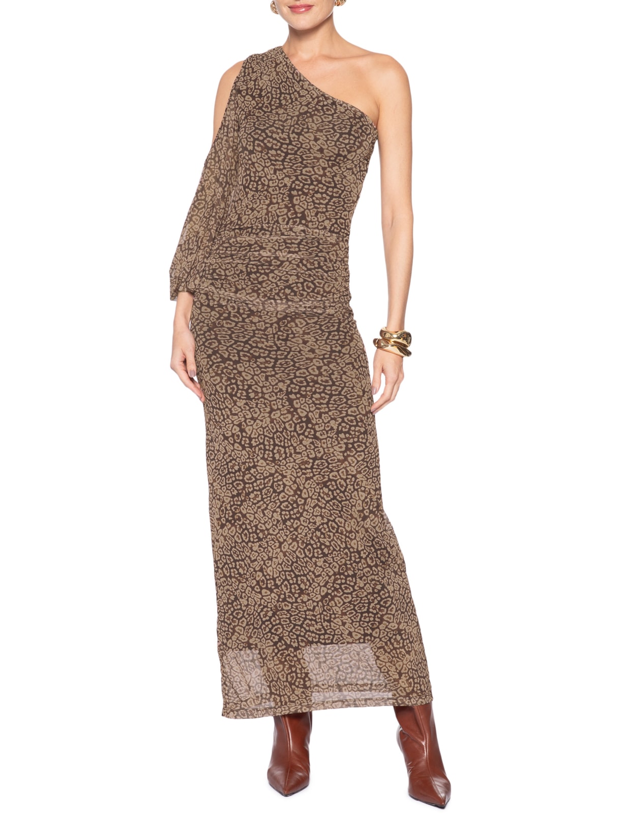 Vestido Tule Dalil Marrom Le Lis