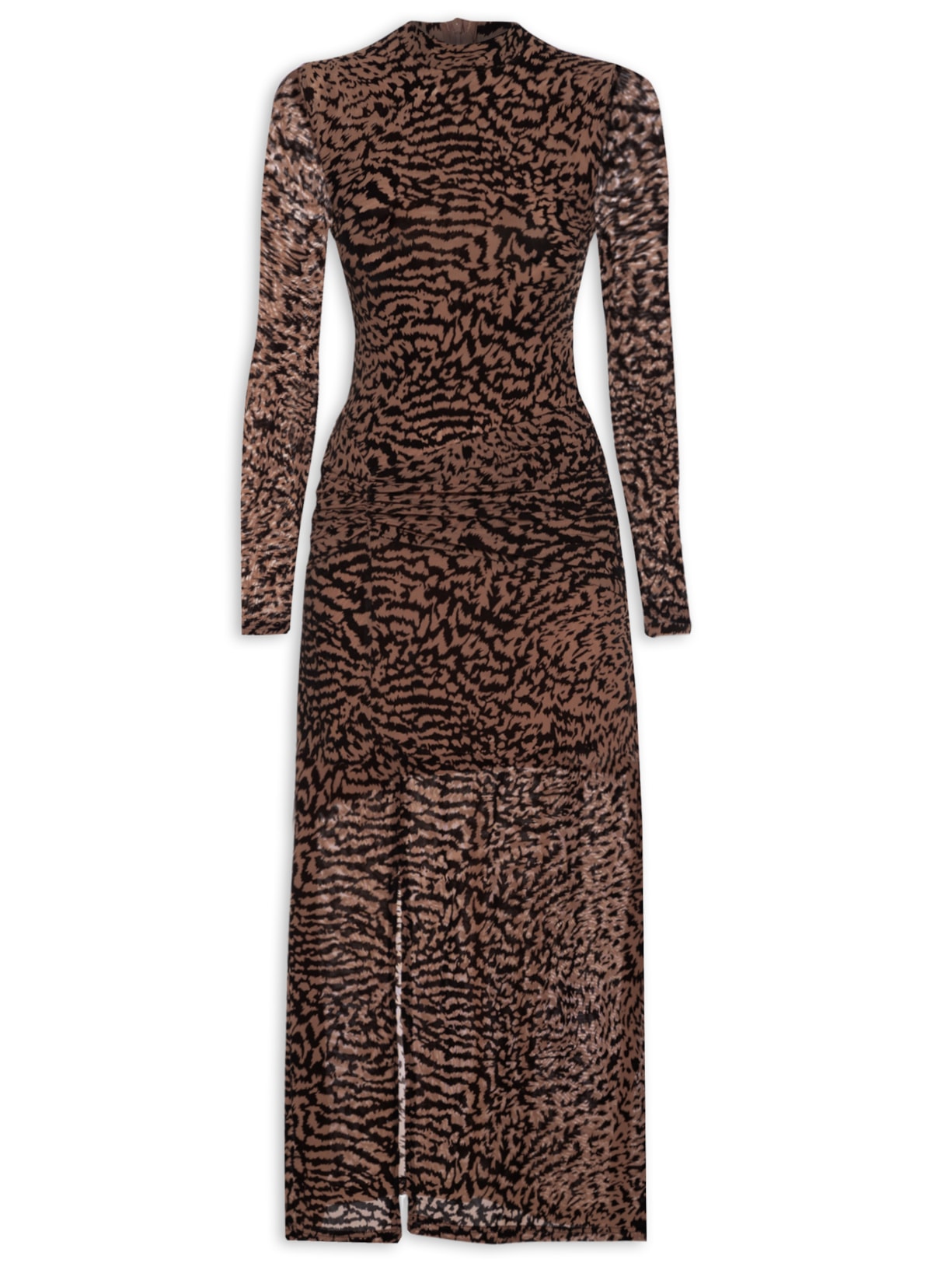Vestido Tule Devorê Midi - Preto