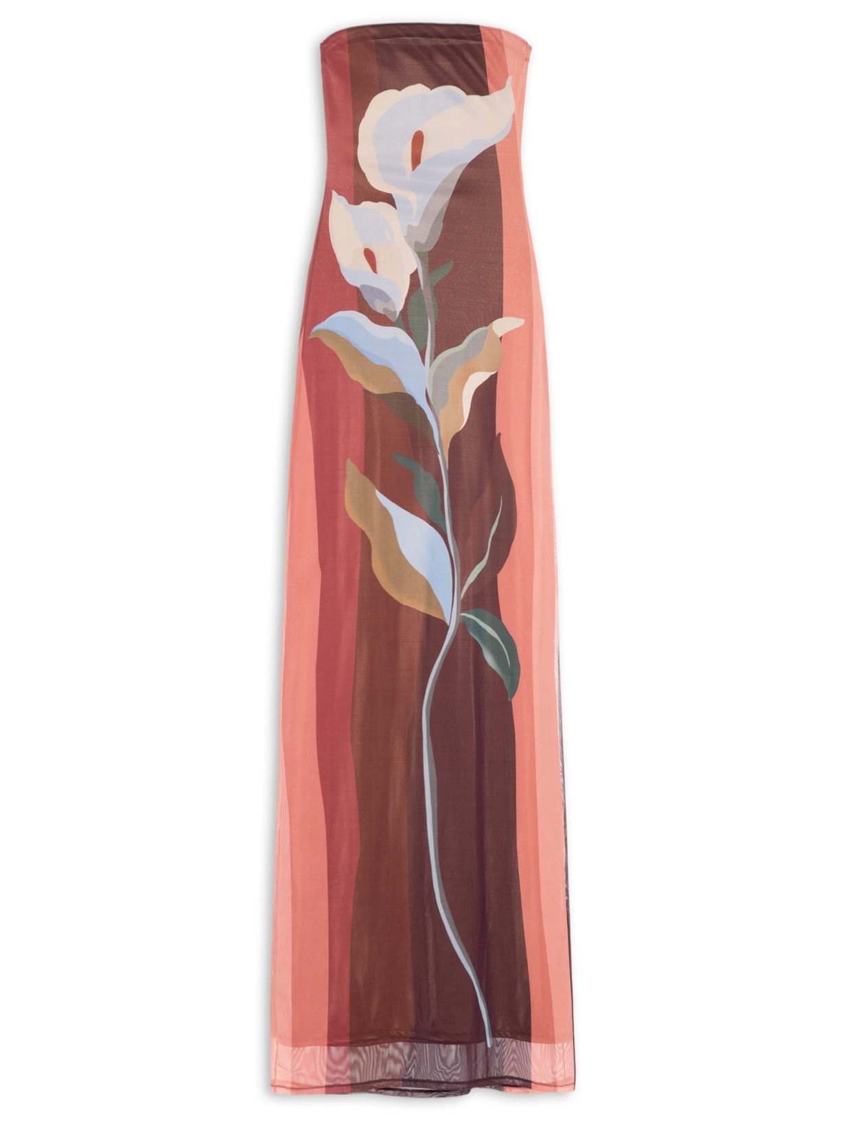 Vestido Tule Est Brisa Floral - Marrom