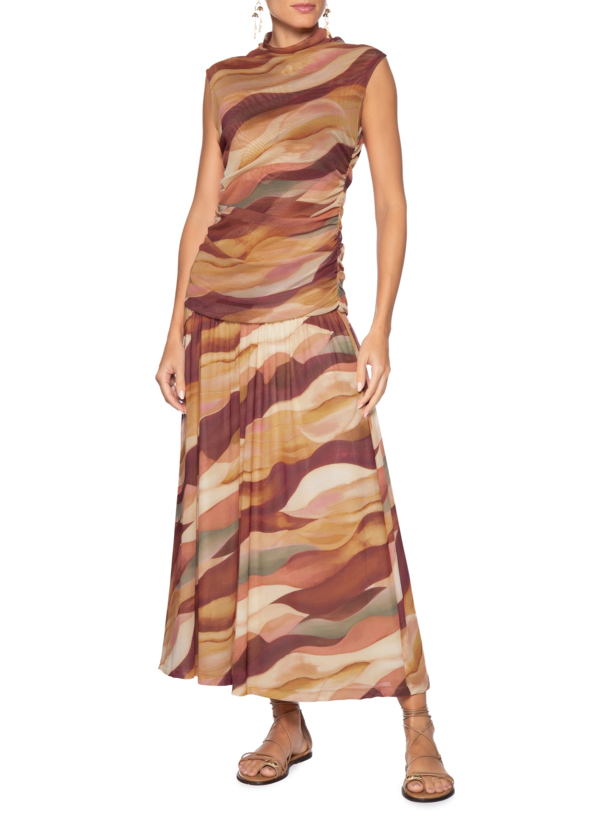 Vestido Tule Estampa Dunas Rosa Dress To