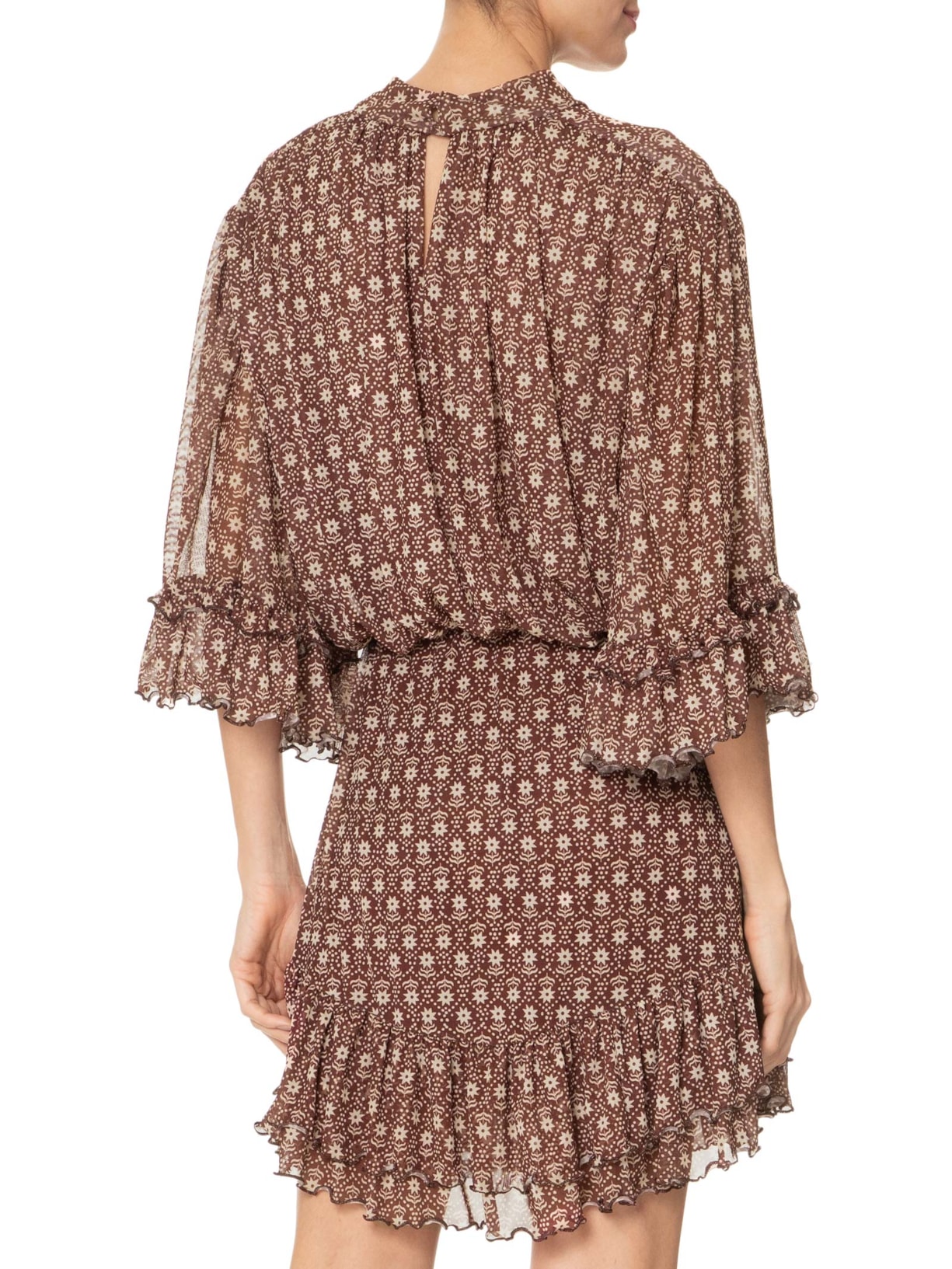 Vestido Tule Estampa Essência Marrom Dress To