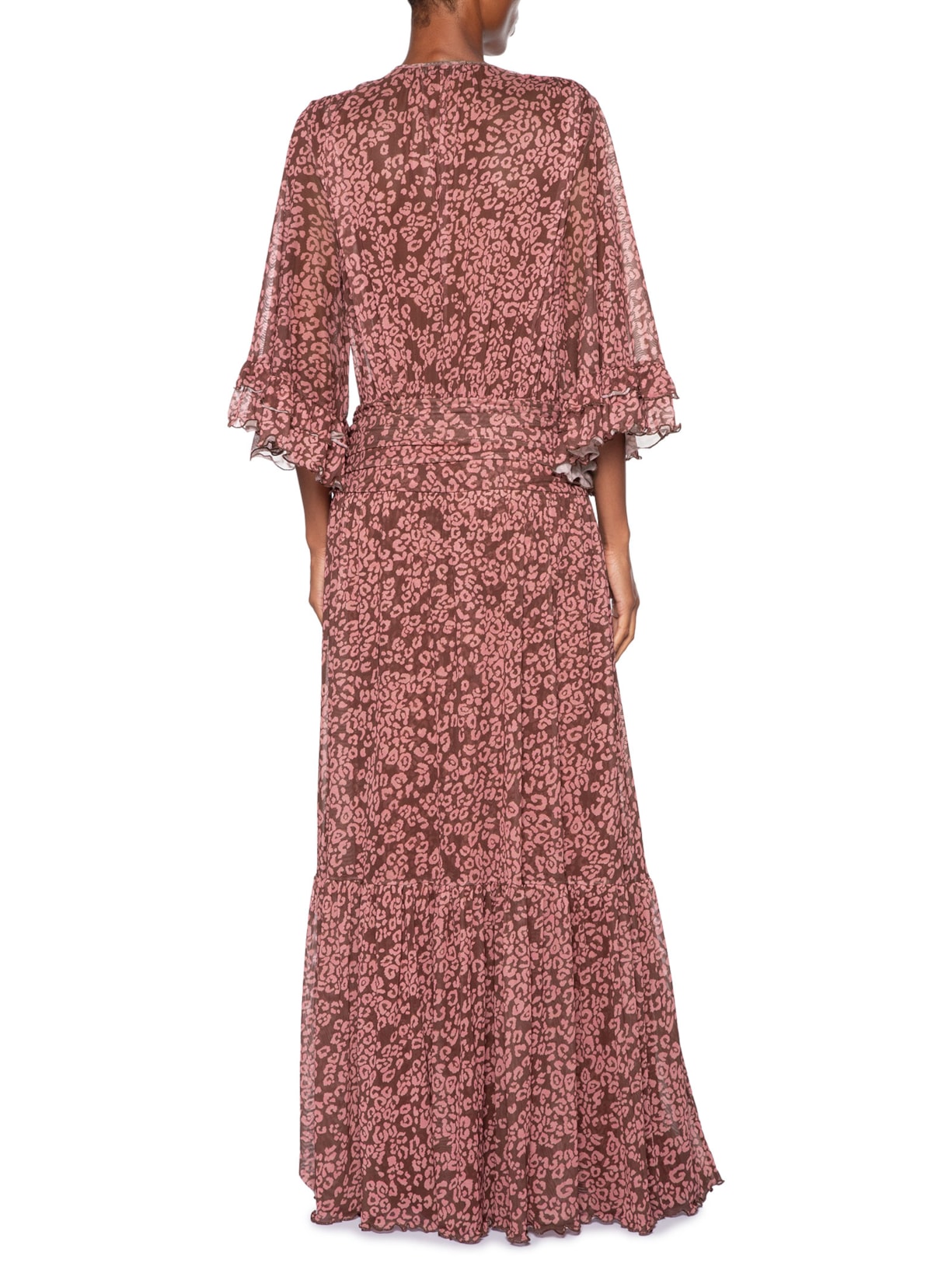 Vestido Tule Estampa Felina Marrom Dress To