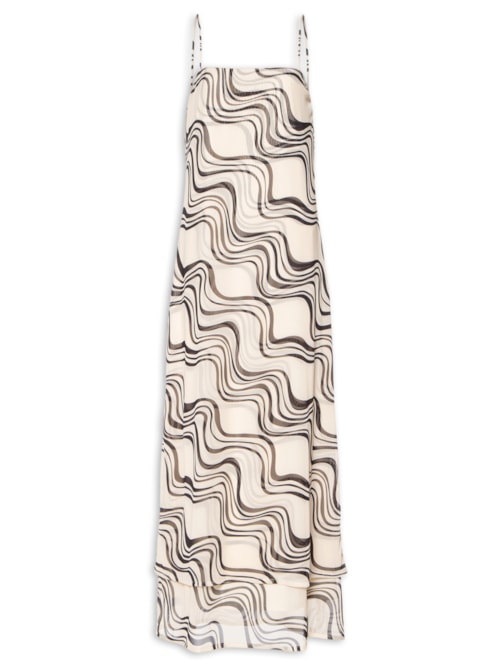Vestido Tule Estampa Fluir - Branco