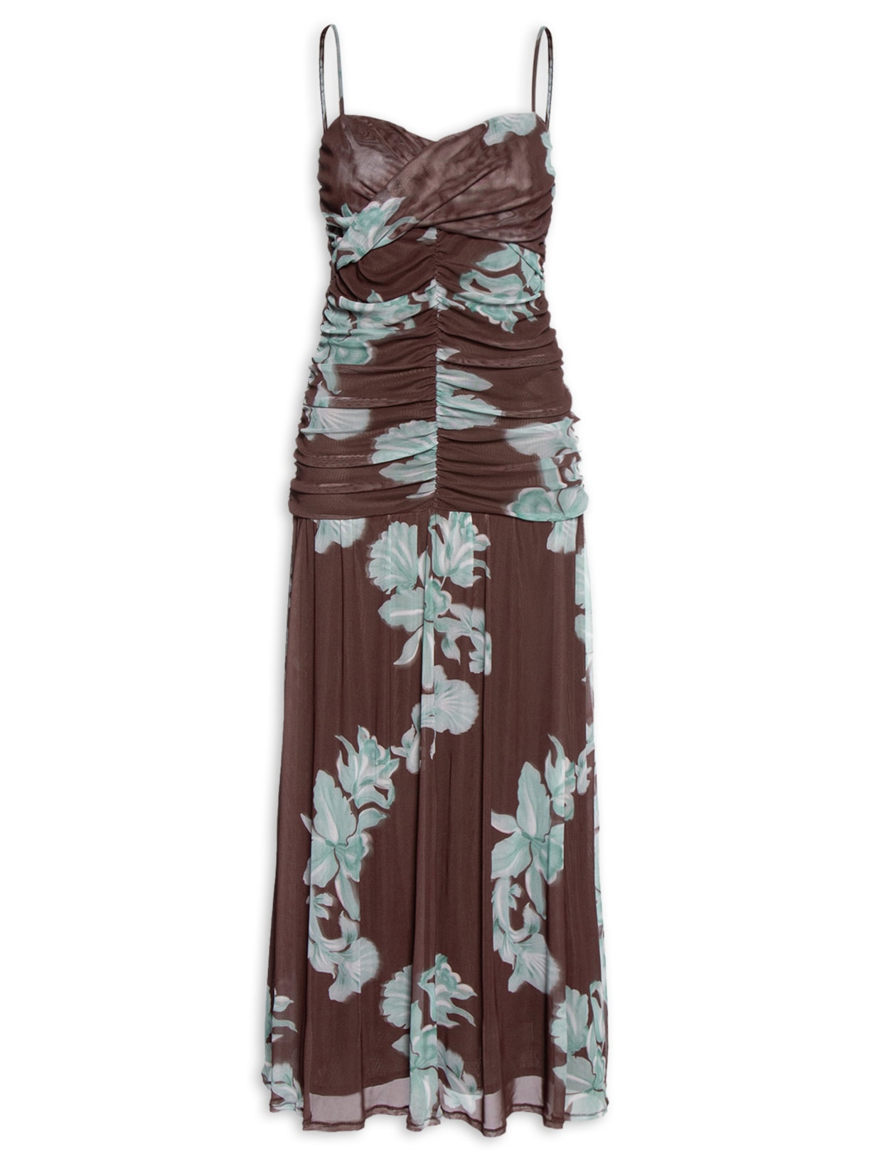 Vestido Tule Estampa Lagoa Marrom Dress To
