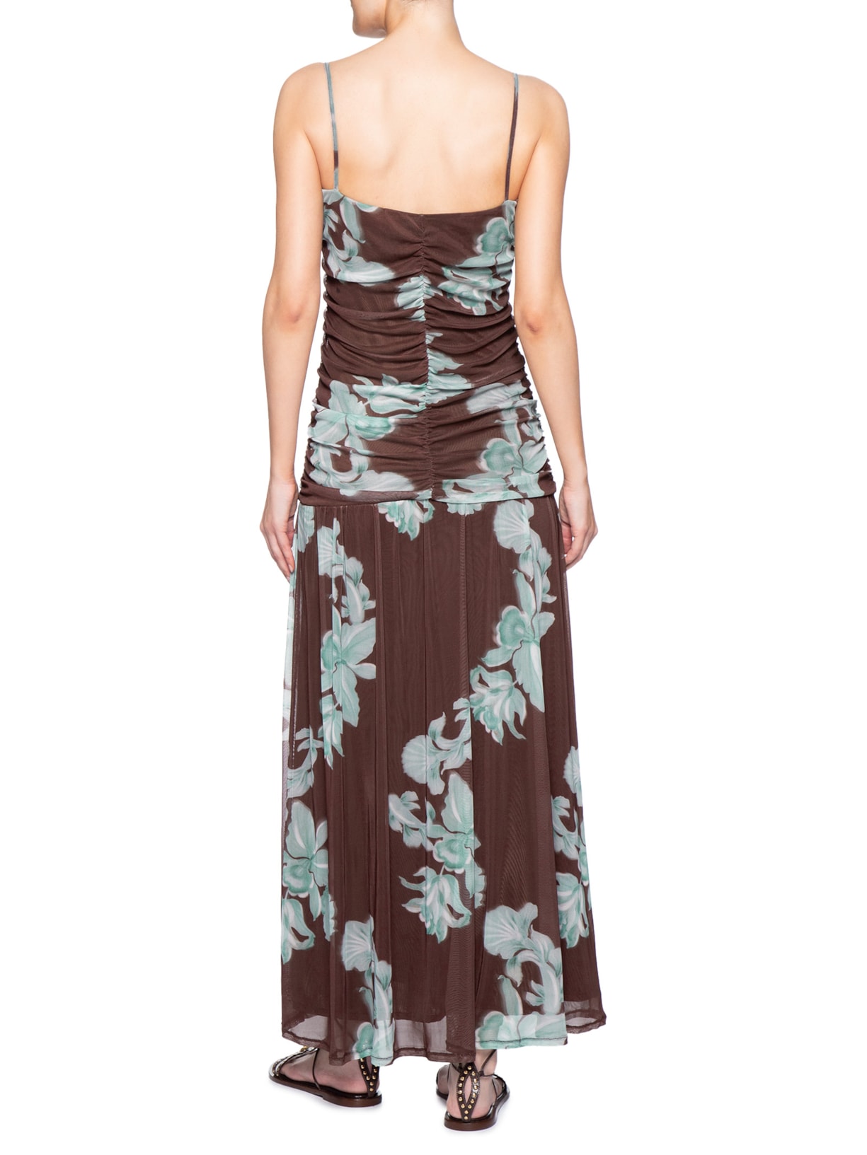Vestido Tule Estampa Lagoa Marrom Dress To