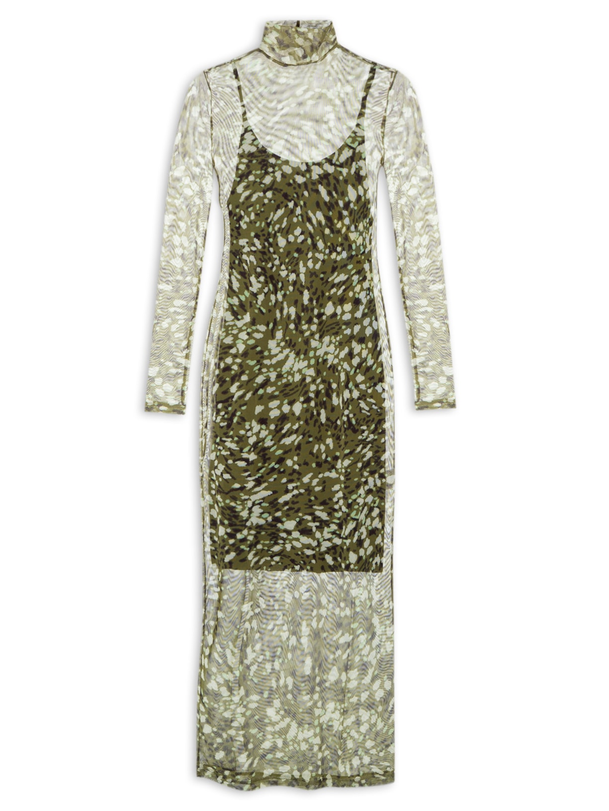 Vestido Tule Estampa Textura Figo - Verde