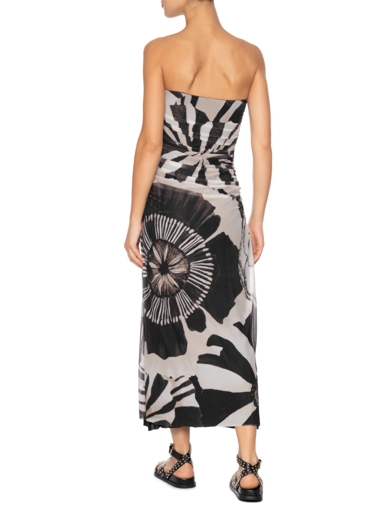 Vestido Tule Flora Preto Farm