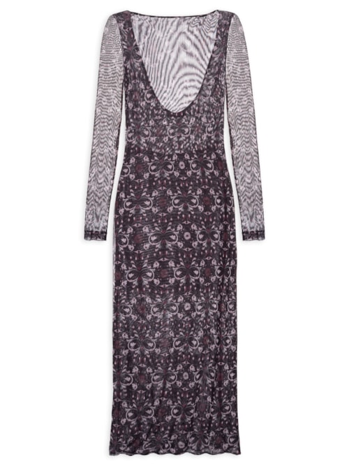 Vestido Tule Flora - Preto
