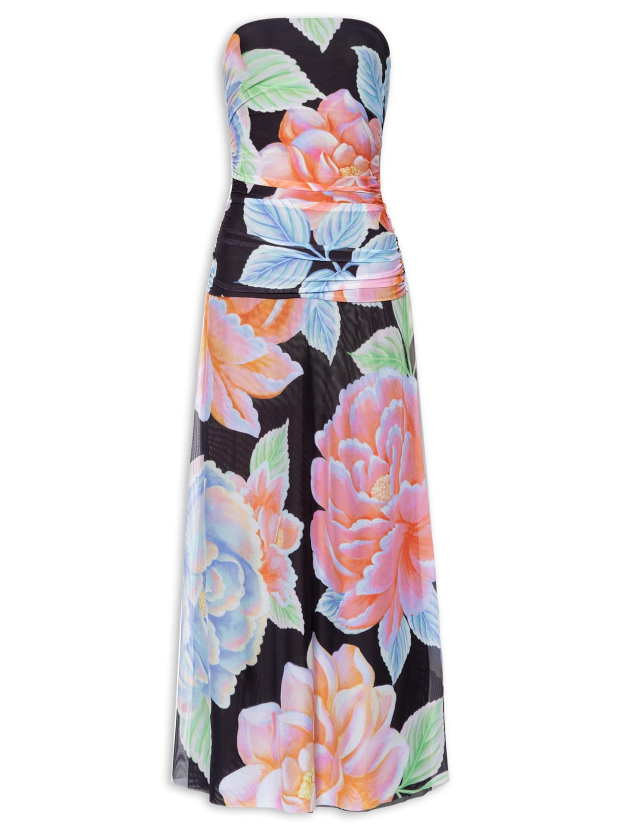 Vestido Tule Floral Sofia - Preto