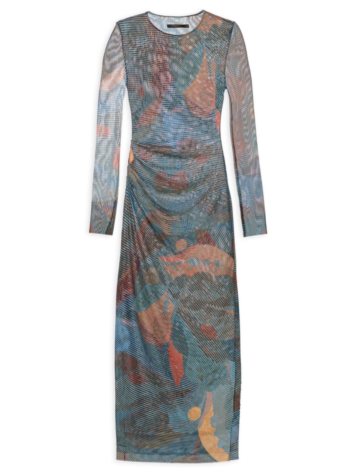 Vestido Tule Folhagem Azul Animale