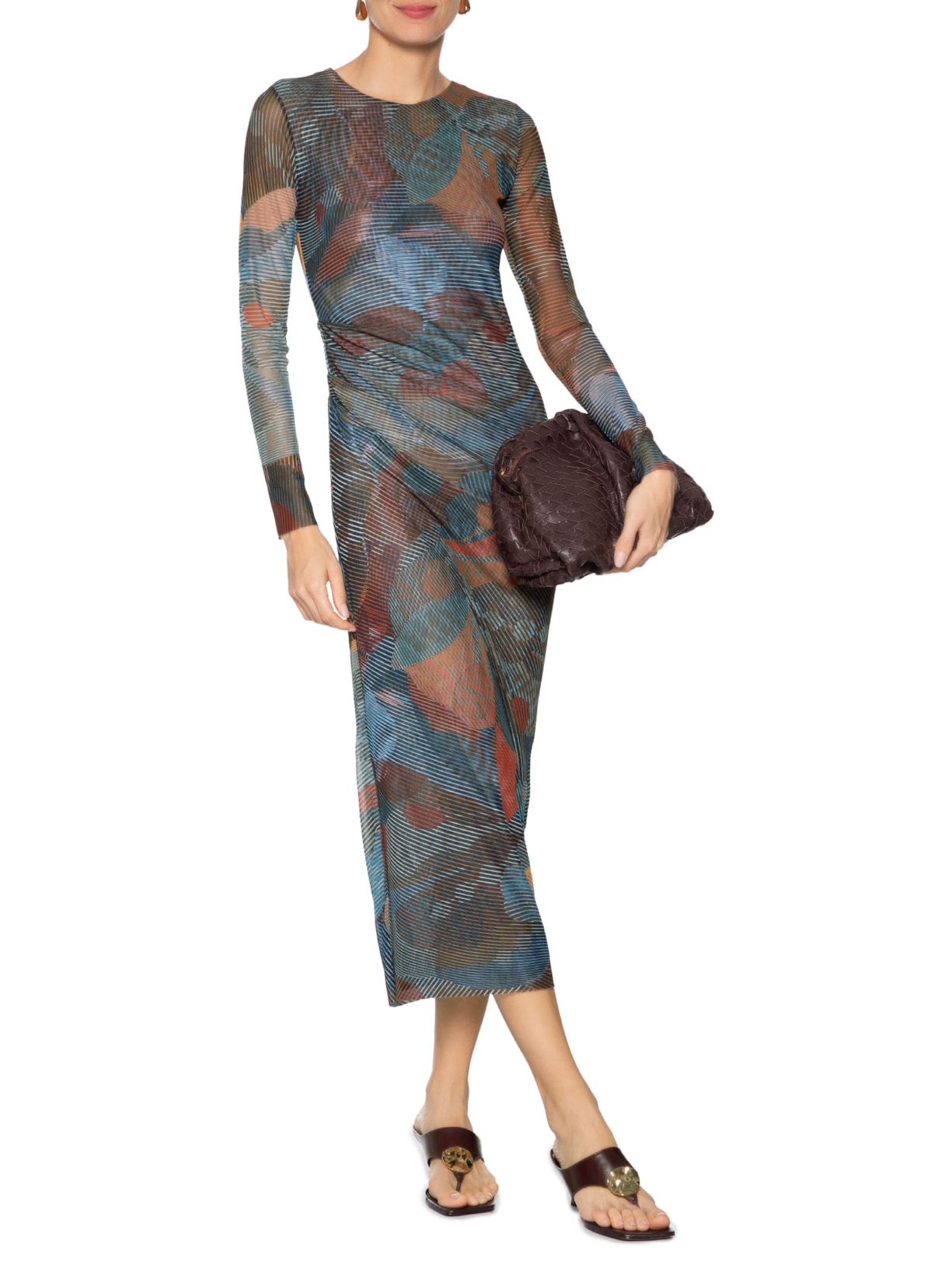 Vestido Tule Folhagem Azul Animale