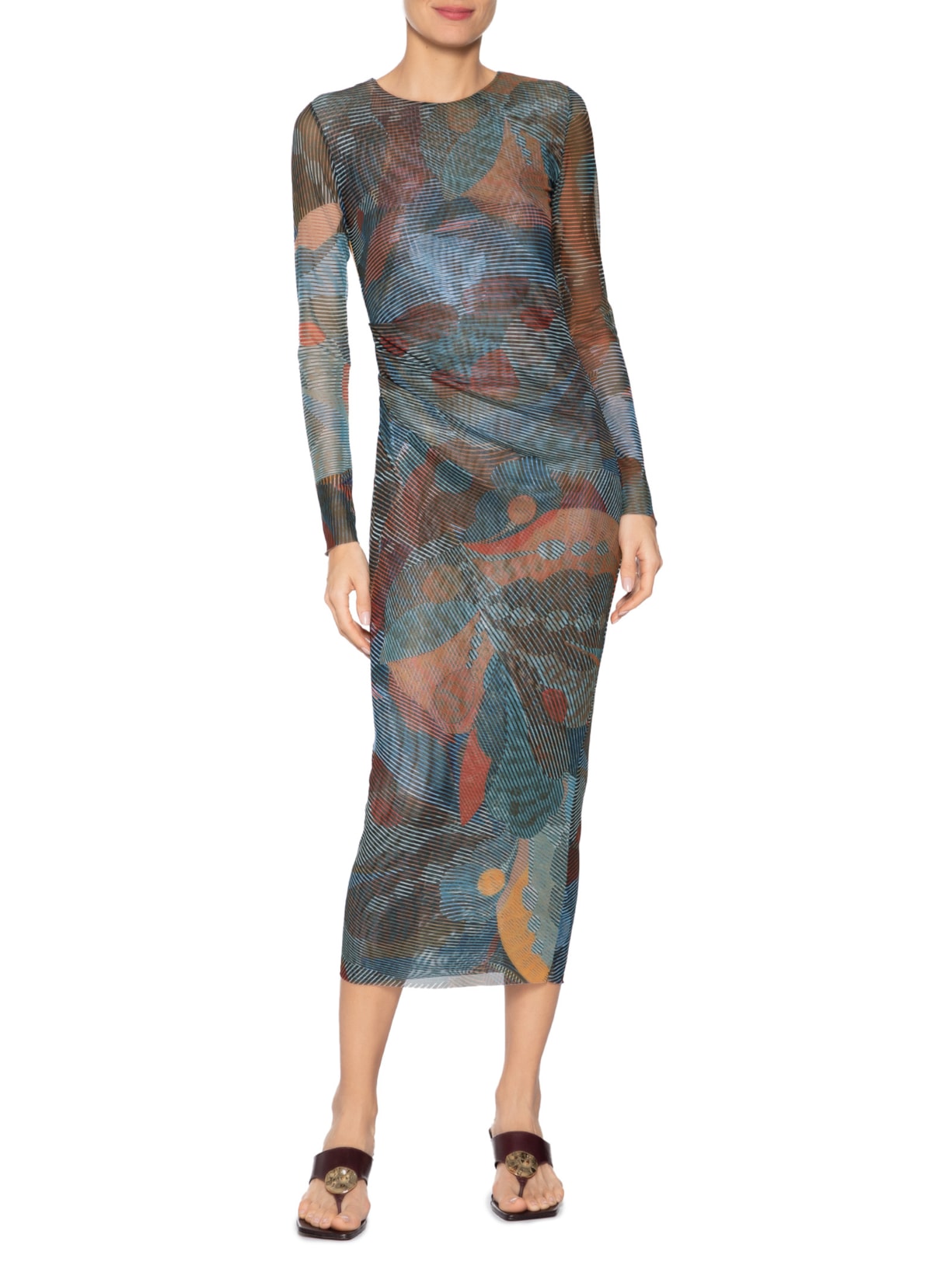 Vestido Tule Folhagem Azul Animale