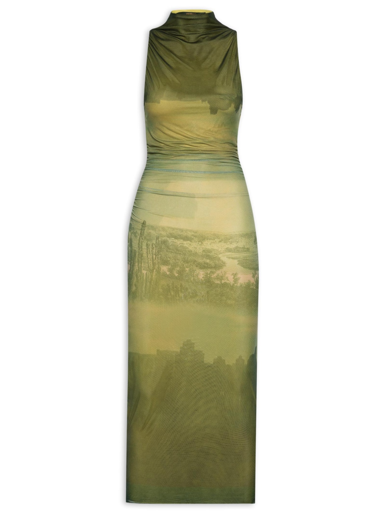 Vestido Tule Loc Paisagem Cidade - Verde