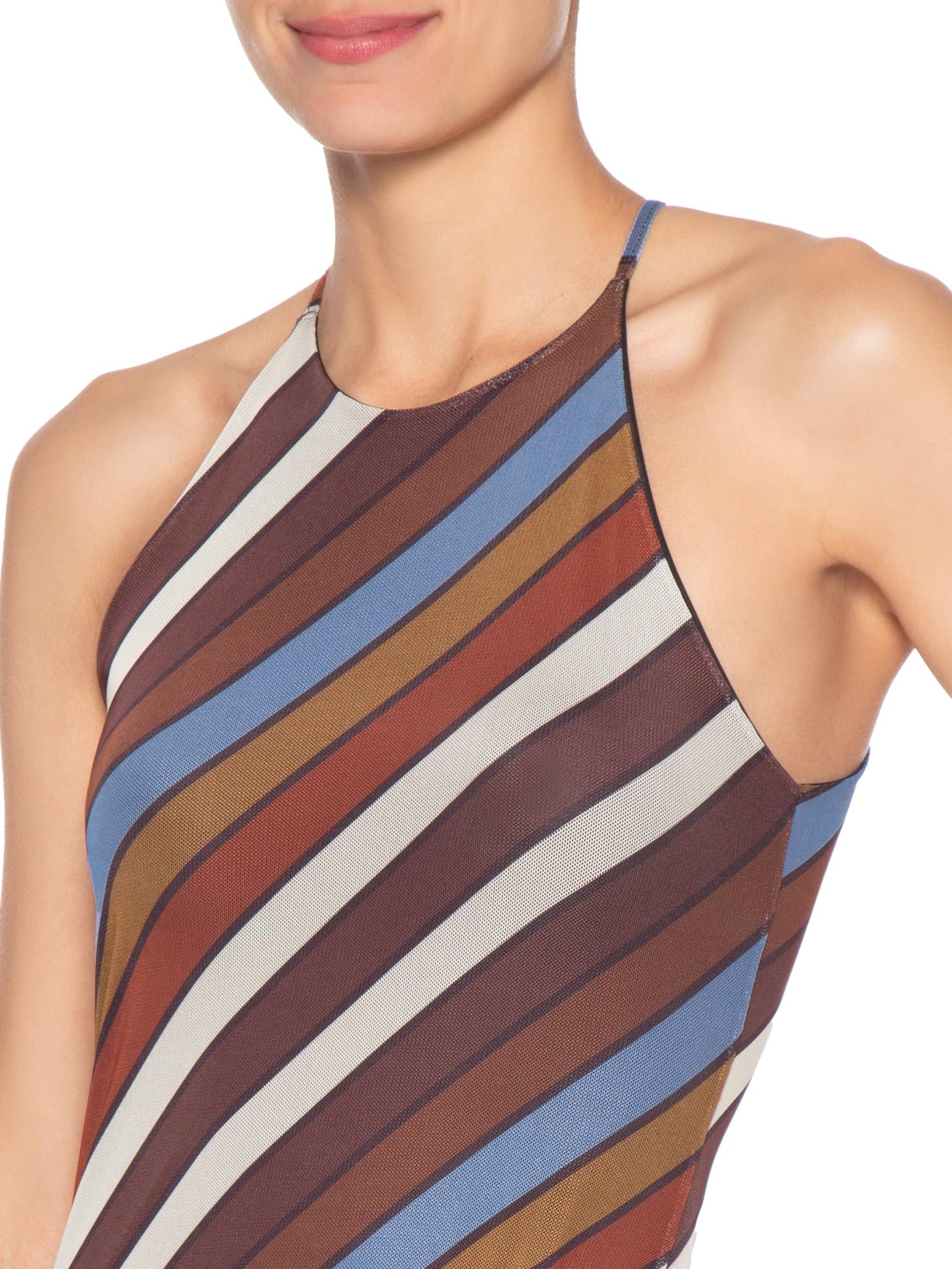 Vestido Tule Longo Estampa Sintonia Marrom Dress To