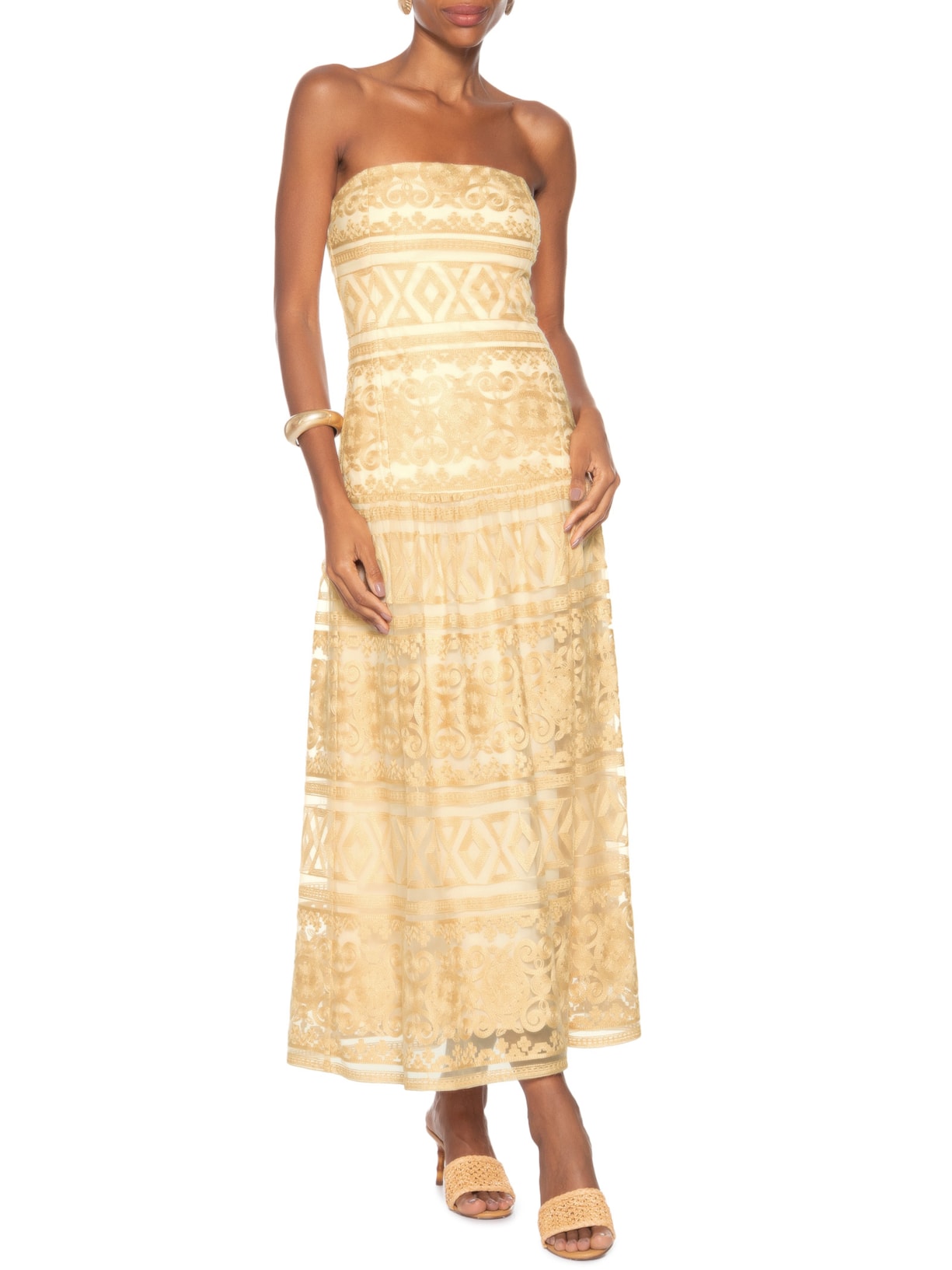 Vestido Tule Mahal V26 Bege Mixed