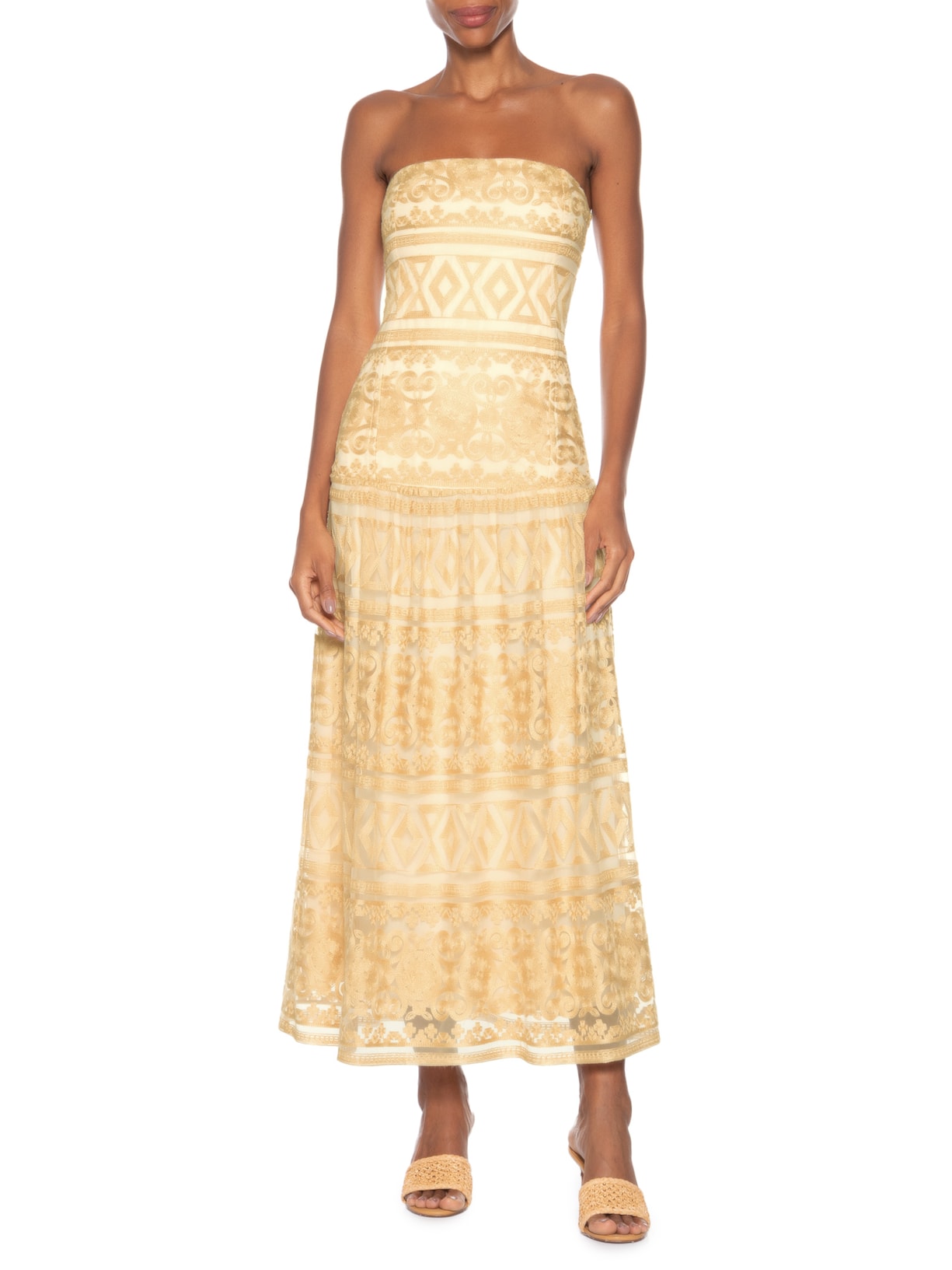 Vestido Tule Mahal V26 Bege Mixed