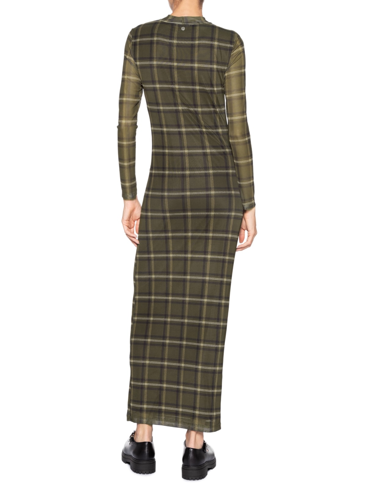 Vestido Tule Manga Longa Xadrez Verde Animale Jeans