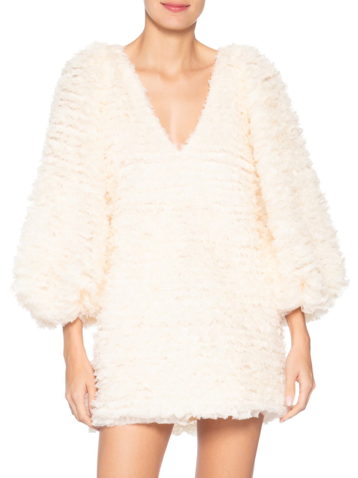 Vestido Tule Memória Off White Paula Raia