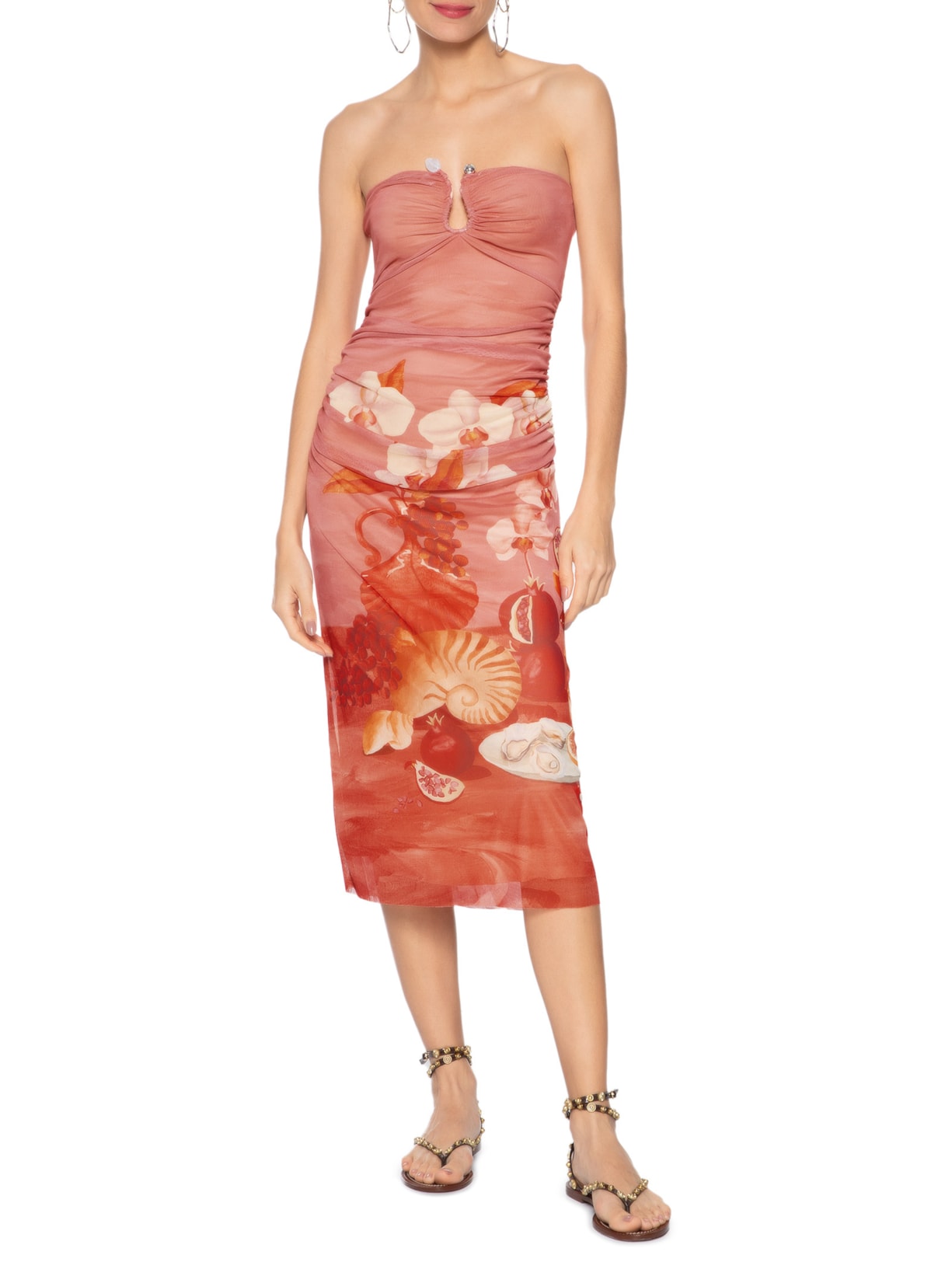  Vestido Tule Midi Afrodite Rosa Farm