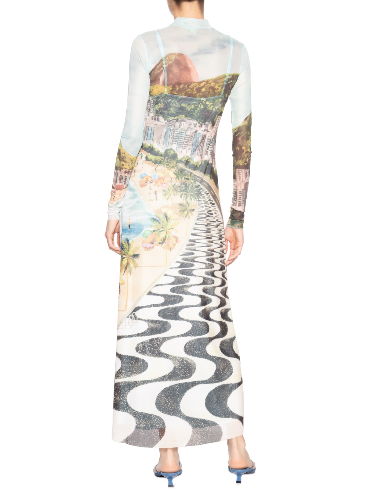 Vestido Tule Midi Copacabana Azul Farm