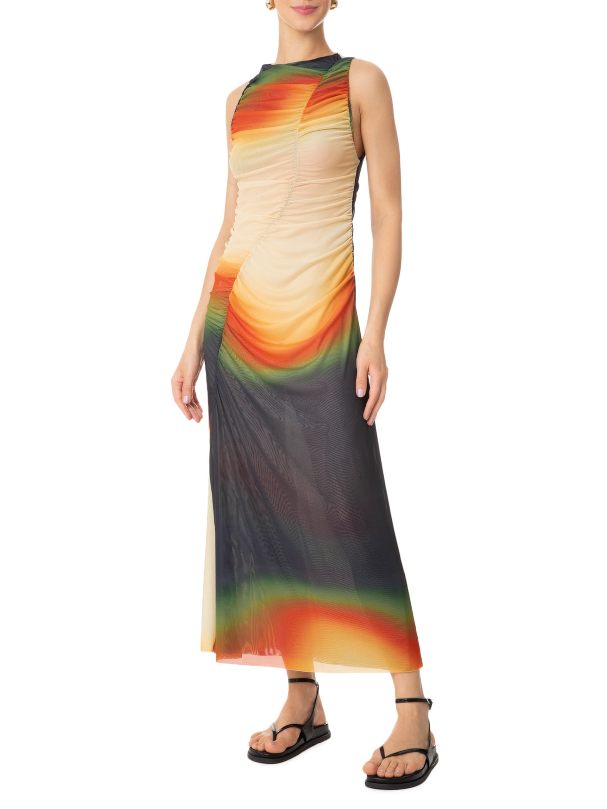 Vestido Tule Midi Degradê Latina Amarelo Farm