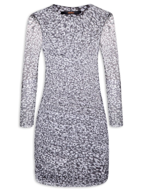 Vestido Tule Mini Onça - Preto