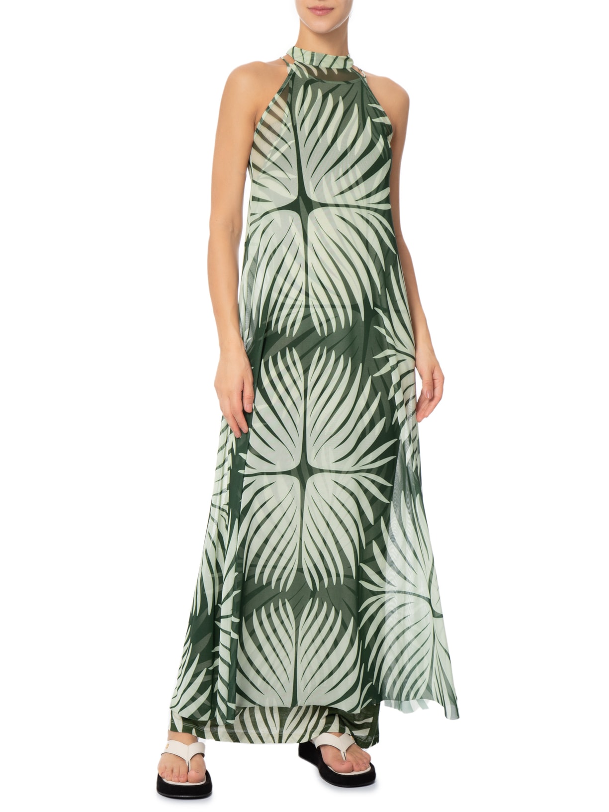 Vestido Tule Nadador Palm 70's- Verde Osklen