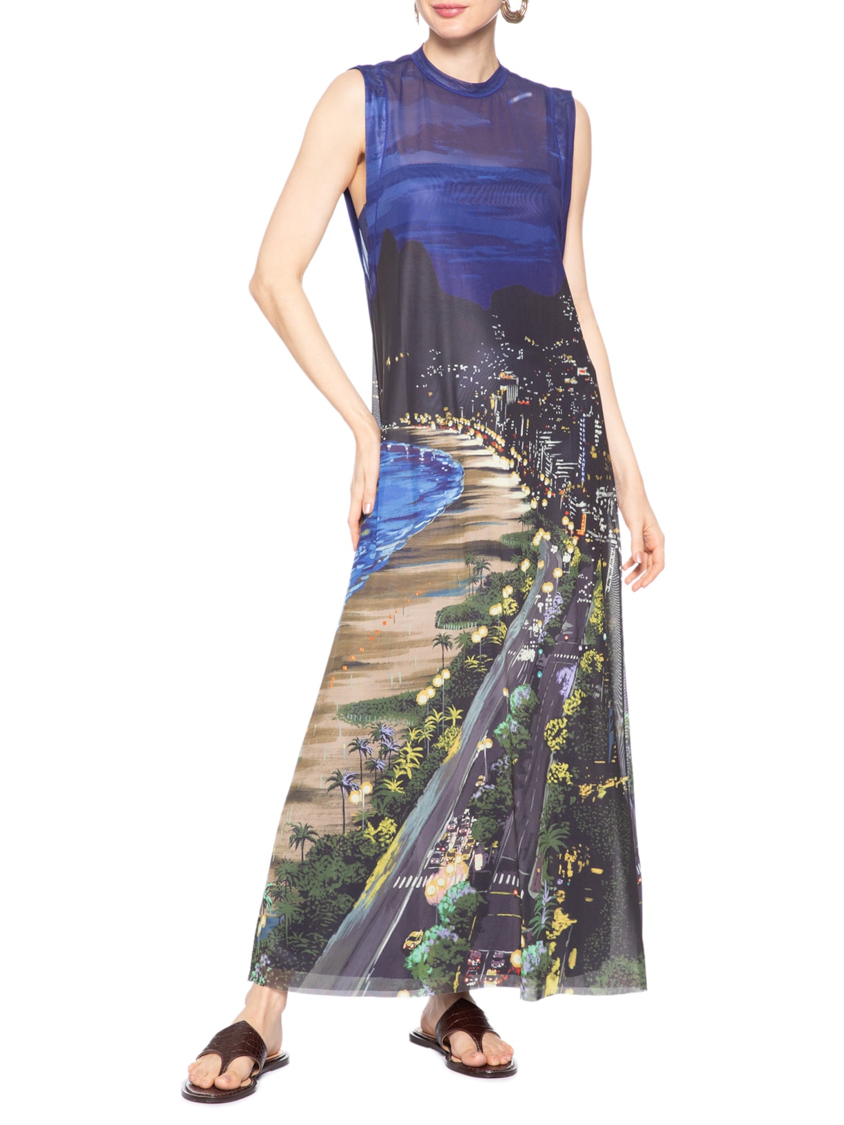 Vestido Tule Noite Carioca Azul Farm